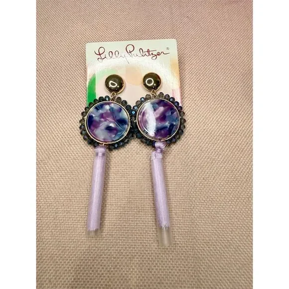 Lilly Pulitzer Purple Tassel Earrings Fashion Jewelry statement gift - Picture 3 of 5
